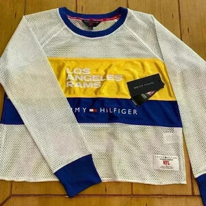 Womens NFL Rams New Blue Yellow White Net Top large